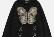 Aelfric Eden Fringe Washed Butterfly Hoodie black